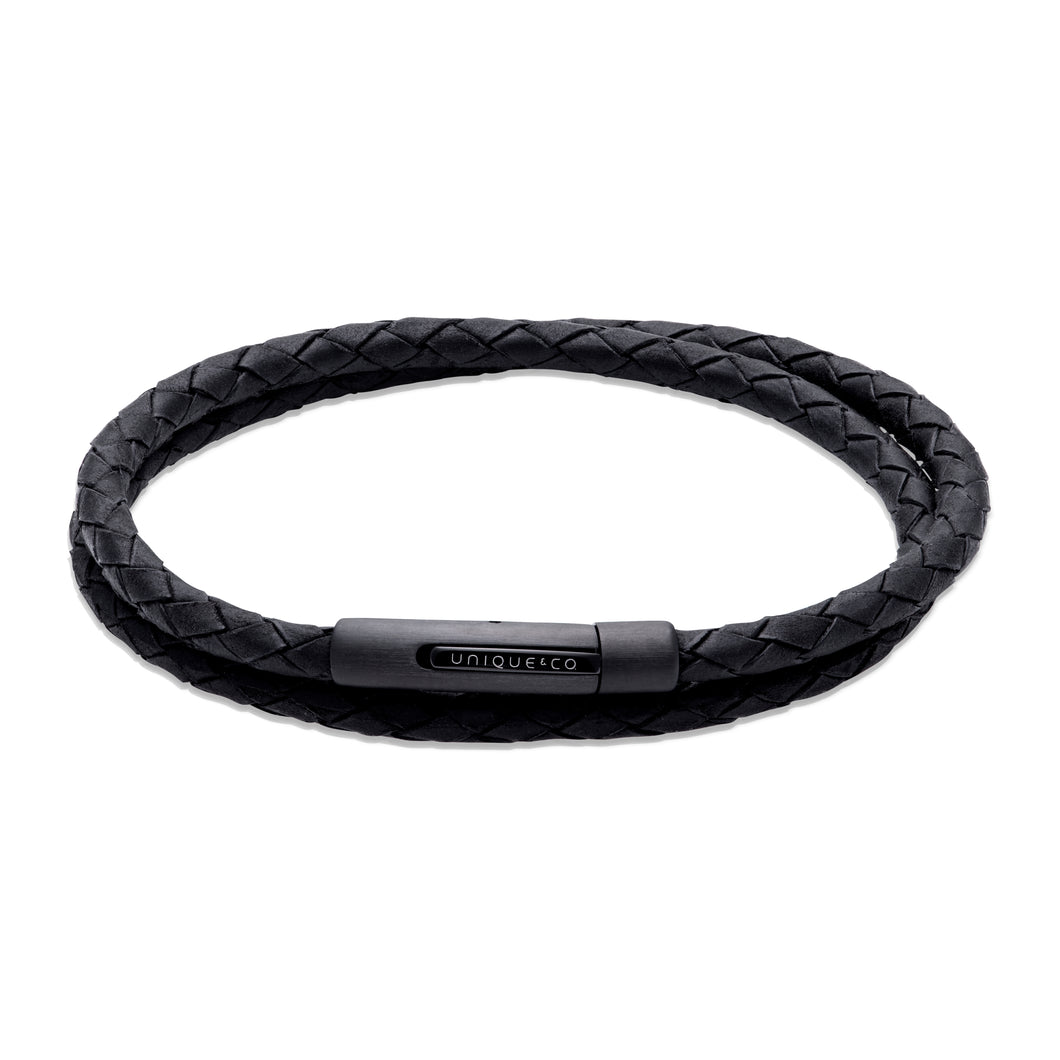 Black Wrap Around Leather Bracelet