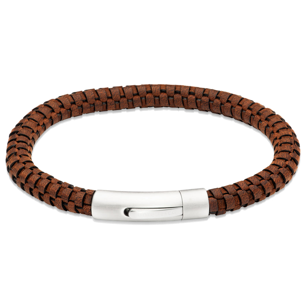Dark Brown Woven Leather Bracelet