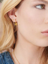 Load image into Gallery viewer, Happy Face Huggie Hoop Earrings, Goldplate
