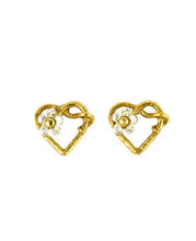 Load image into Gallery viewer, Posy Heart Stud Earrings, Silver &amp; Goldplate
