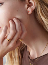 Load image into Gallery viewer, Electric Love Garnet Heart Stud Earrings, Gold
