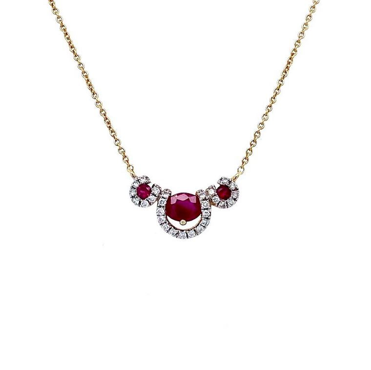 18ct Yellow Gold, 0.52ct Ruby & Diamond Pendant