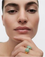 Load image into Gallery viewer, Green Adventurine Gravity Ring, Goldplate
