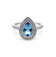 Load image into Gallery viewer, Platinum, Aquamarine &amp; Diamond Cluster Ring
