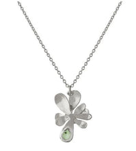 Load image into Gallery viewer, Single Rosette Necklace set with Teardrop Peridot, Sterling Silver
