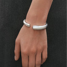 Load image into Gallery viewer, Mercy Hinged Bangle Silver, Small/Medium
