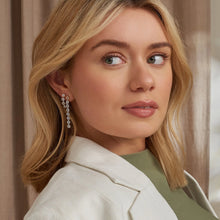 Load image into Gallery viewer, Celebration Drop-Hoop Earrings with Topaz, Sterling Silver &amp; Welsh Gold
