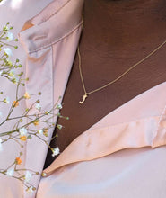 Load image into Gallery viewer, Teeny Tiny Floral Letter &#39;J&#39; Necklace, 18ct Yellow Gold
