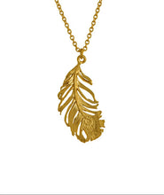 Load image into Gallery viewer, Peacock Feather Necklace, Goldplate
