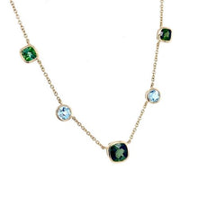 Load image into Gallery viewer, 9ct Yellow Gold, 1.34ct Tourmaline and 0.53ct Aquamarine Necklace
