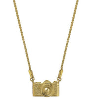 Load image into Gallery viewer, In-line Vintage Camera Necklace, Goldplate

