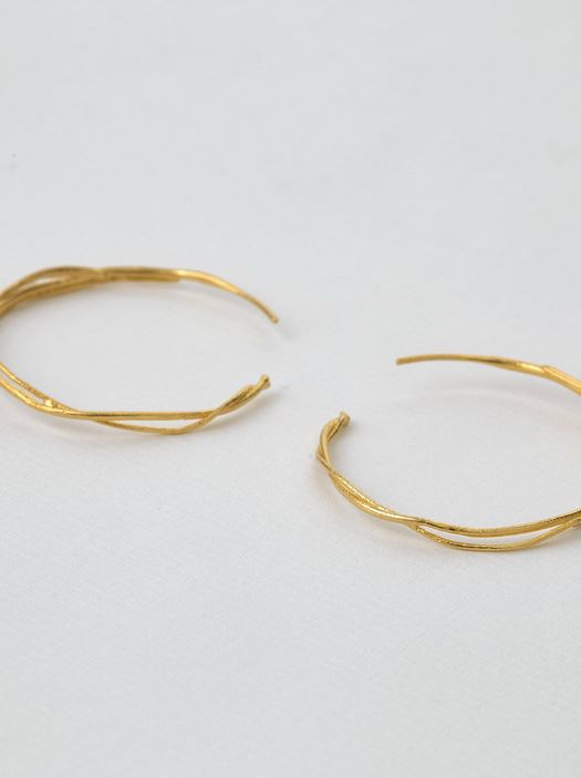 Fine Twist Hoop Earrings, Gold