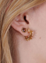 Load image into Gallery viewer, Electric Love Garnet Heart Stud Earrings, Gold
