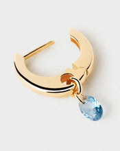Load image into Gallery viewer, Blue Lily Hoops, Goldplate
