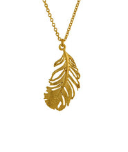 Load image into Gallery viewer, Peacock Feather Necklace, Goldplate
