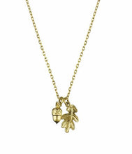 Load image into Gallery viewer, Teeny Tiny Oak Leaf &amp; Acorn Necklace, 18ct Yellow Gold
