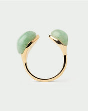 Load image into Gallery viewer, Green Adventurine Gravity Ring, Goldplate
