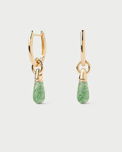 Load image into Gallery viewer, Green Aventurine Jupiter Hoops, Goldplate
