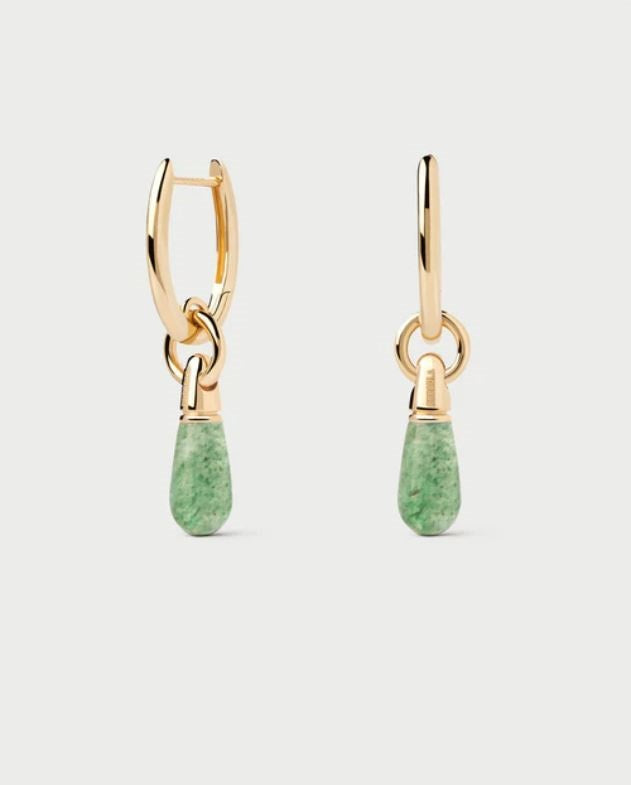 Green Aventurine Jupiter Hoops, Goldplate