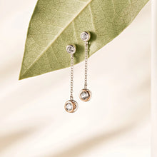 Load image into Gallery viewer, Celebration Drop Chain Earrings with Topaz, Sterling Silver &amp; Welsh Gold
