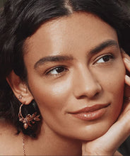 Load image into Gallery viewer, Lemon Blossom Branch Hoop Earrings with Hanging  Lemons, Goldplate
