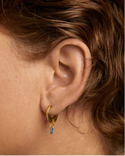 Load image into Gallery viewer, Blue Lily Hoops, Goldplate
