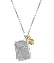 Load image into Gallery viewer, Map and Compass Necklace, Silver &amp; Goldplate
