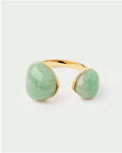 Load image into Gallery viewer, Green Adventurine Gravity Ring, Goldplate
