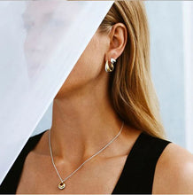 Load image into Gallery viewer, Curve Earrings Medium, Sterling Silver &amp; 18ct Yellow Gold

