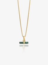 Load image into Gallery viewer, Mini Malachite T-Bar Necklace, Goldplate
