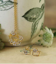 Load image into Gallery viewer, Posy Heart Stud Earrings, Silver &amp; Goldplate
