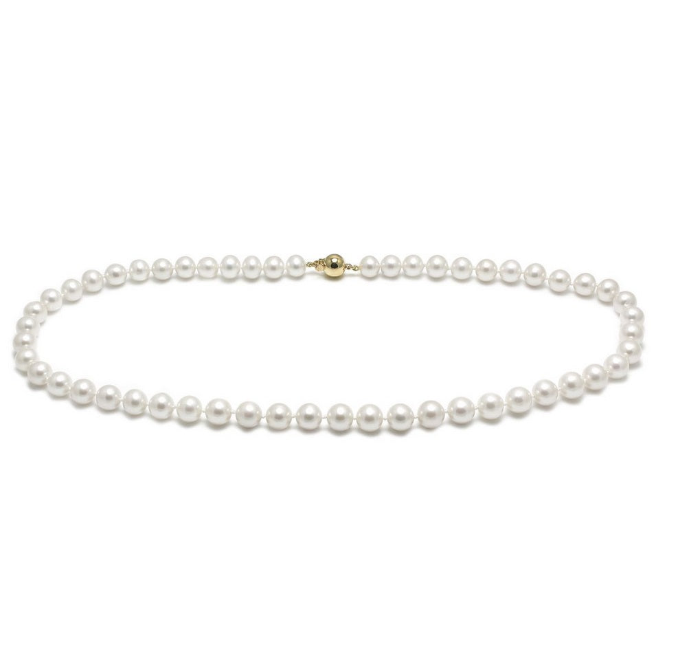 9ct Yellow Gold, Cultured White River Pearl Necklace