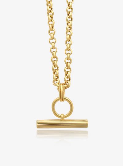 Chunky T-Bar Necklace, Goldplate