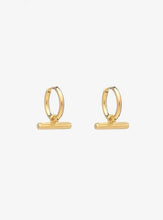 Load image into Gallery viewer, Mini T-Bar Huggie Hoops, Goldplate

