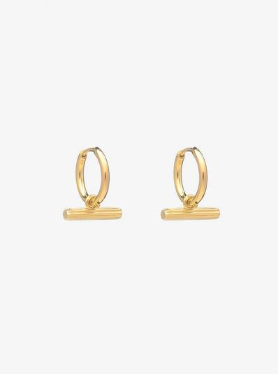 Mini T-Bar Huggie Hoops, Goldplate