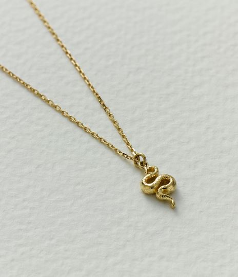 Teeny Tiny Snake Necklace, 18ct Yellow Gold