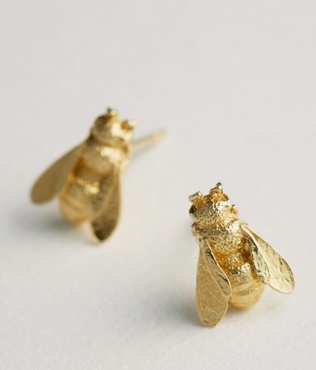 Large Honey Bee Studs, Goldplate