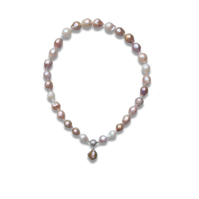 Silver Freshwater Pink Pearl Necklace