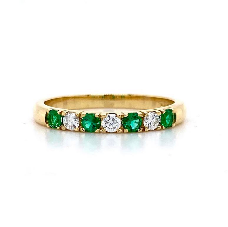 18ct Yellow Gold, Emerald & Diamond Eternity Ring