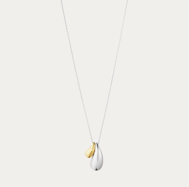 Reflect Double Drop Pendant, Silver & 18ct Yellow Gold