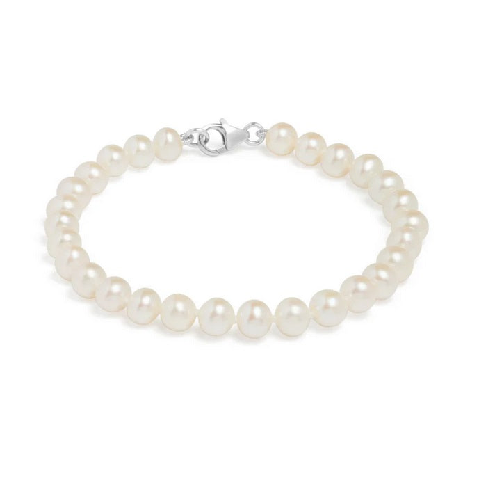 Sterling Silver, White Pearl Bracelet