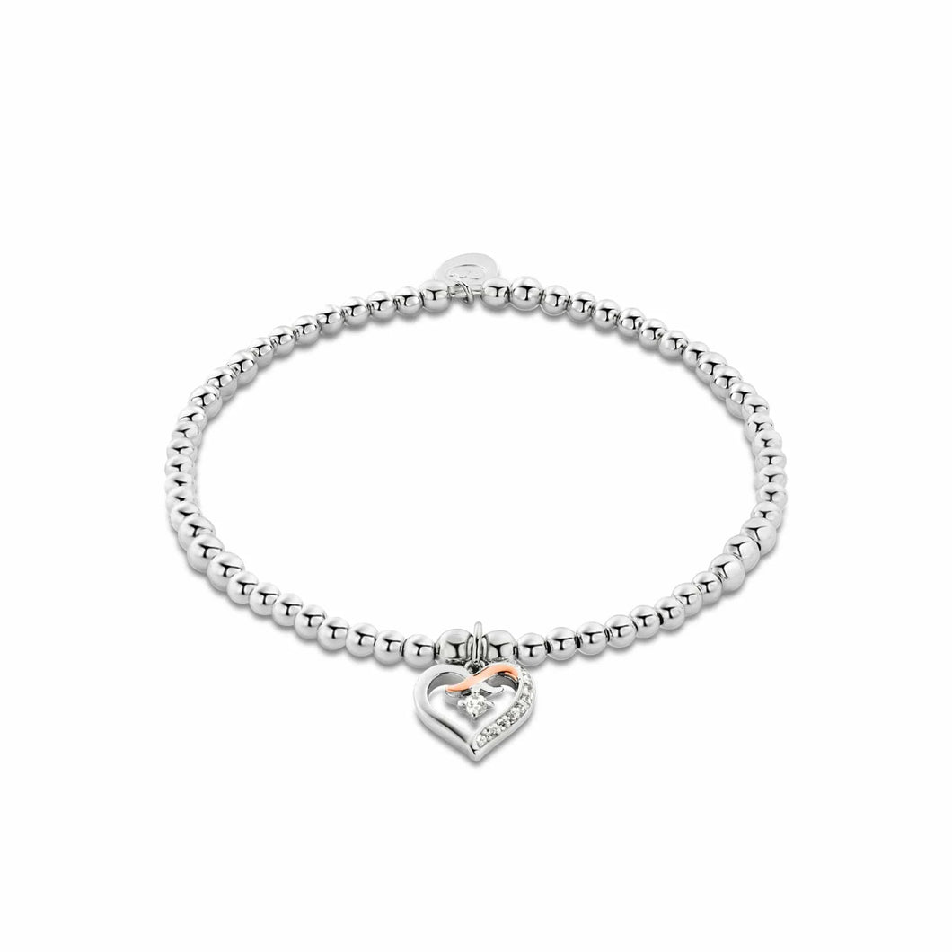 Forever Yours Kiss Affinity Bracelet with Zircon, Sterling Silver & Welsh Gold