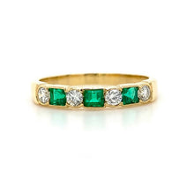Load image into Gallery viewer, 18ct Yellow Gold, 0.37tcw Emerald &amp; Diamond 7-Stone Ring
