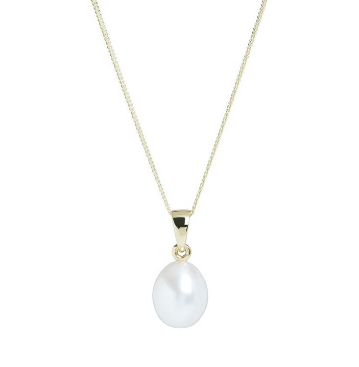 9ct Yellow Gold, White Pearl Pendant
