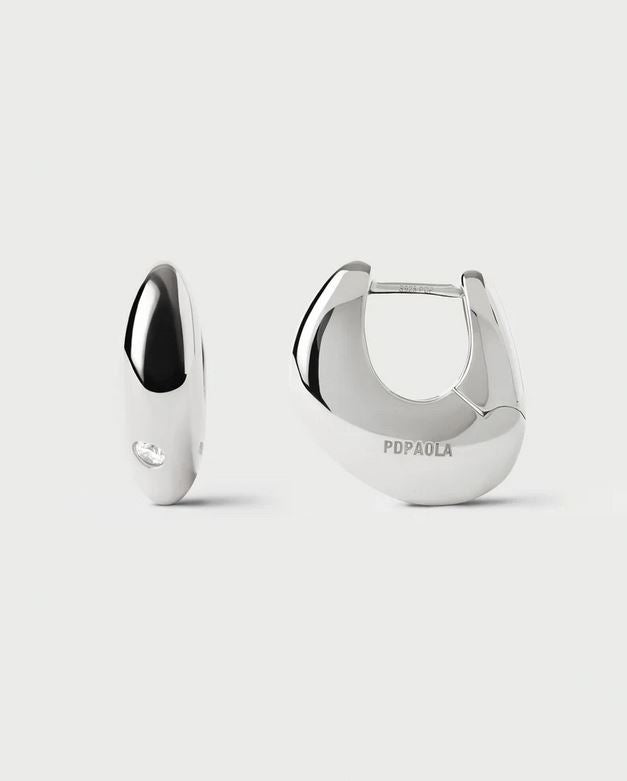Wave Hoops, Silver