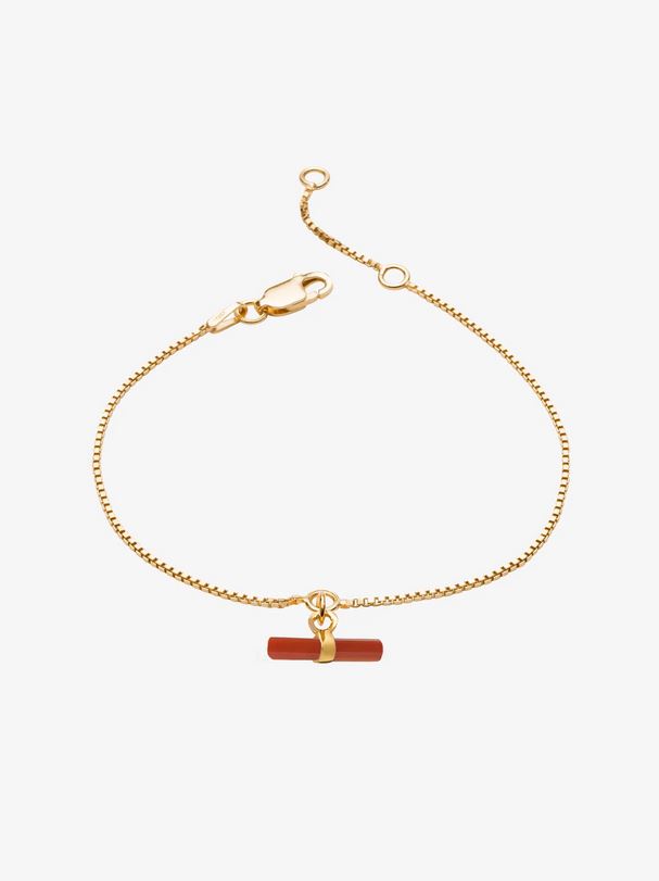 Vitality Carnelian T-Bar Bracelet, Gold