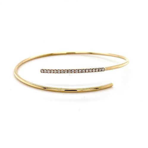 18ct Yellow Gold, 0.17ct Diamond Crossover Bangle