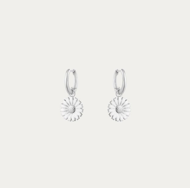 Daisy Drop Earrings, Sterling Silver & Enamel