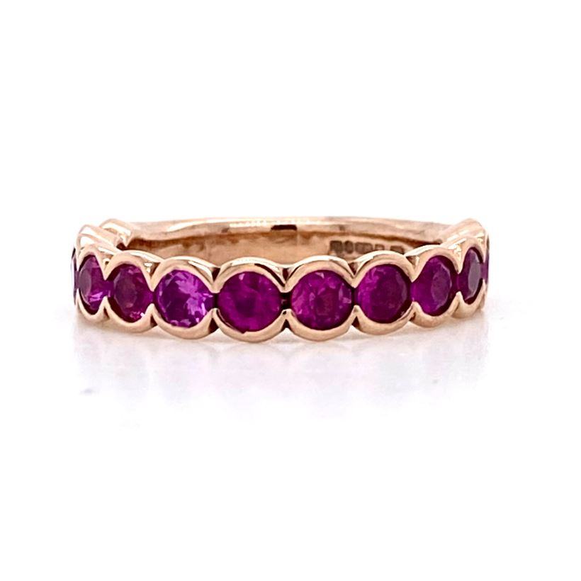 9ct Red Gold, 1.70ct Pink Sapphire Eternity Ring
