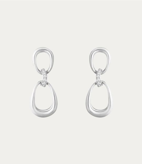Offspring Loop Earrings, Sterling Silver & Diamond